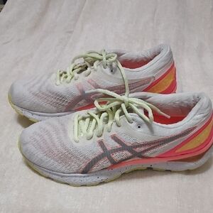 Asics Women's Sneakers - White and Pink with Yellow Accents